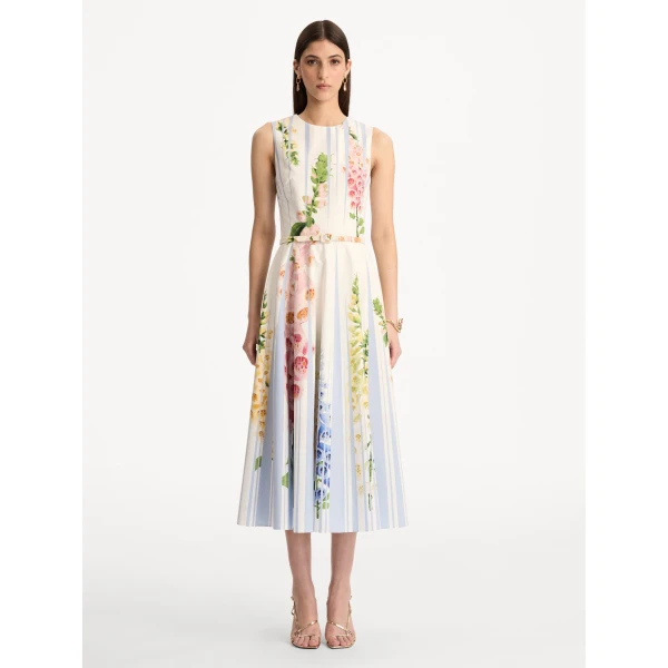 Oscar de la Renta Foxglove Trompe L’oeil Cotton Poplin Dress - Oscar de la Renta Dresses - American Couture - Shop at Coveti