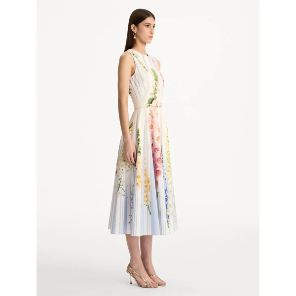 Oscar de la Renta Foxglove Trompe L’oeil Cotton Poplin Dress - Oscar de la Renta Dresses - American Couture - Shop at Coveti