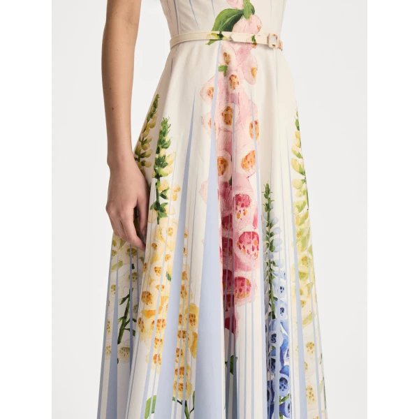 Oscar de la Renta Foxglove Trompe L’oeil Cotton Poplin Dress - Oscar de la Renta Dresses - American Couture - Shop at Coveti