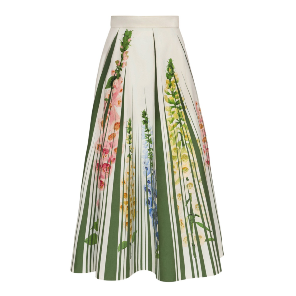 Oscar de la Renta Foxglove Trompe L’oeil Cotton Poplin Skirt - Oscar de la Renta Skirts - American Couture - Shop at Coveti