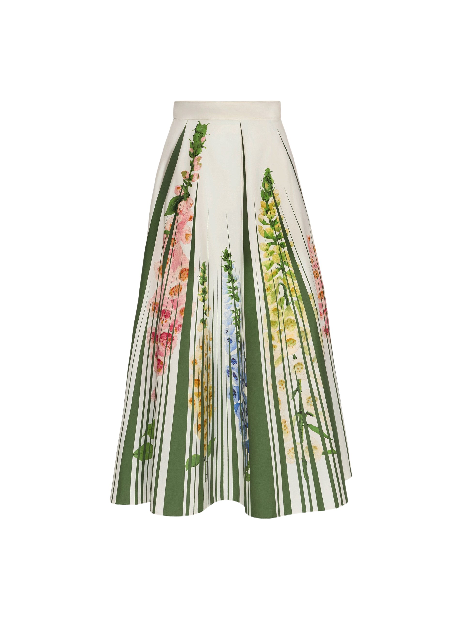 Oscar de la Renta Foxglove Trompe L’oeil Cotton Poplin Skirt - Oscar de la Renta Skirts - American Couture - Shop at Coveti