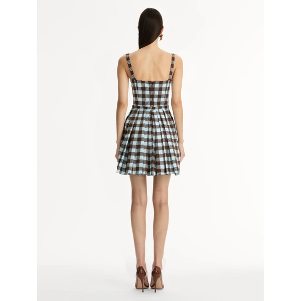 Oscar de la Renta Gingham Cotton Poplin Sleeveless Dress - Oscar de la Renta Dresses - American Couture - Shop at Coveti