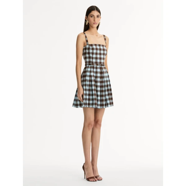 Oscar de la Renta Gingham Cotton Poplin Sleeveless Dress - Oscar de la Renta Dresses - American Couture - Shop at Coveti