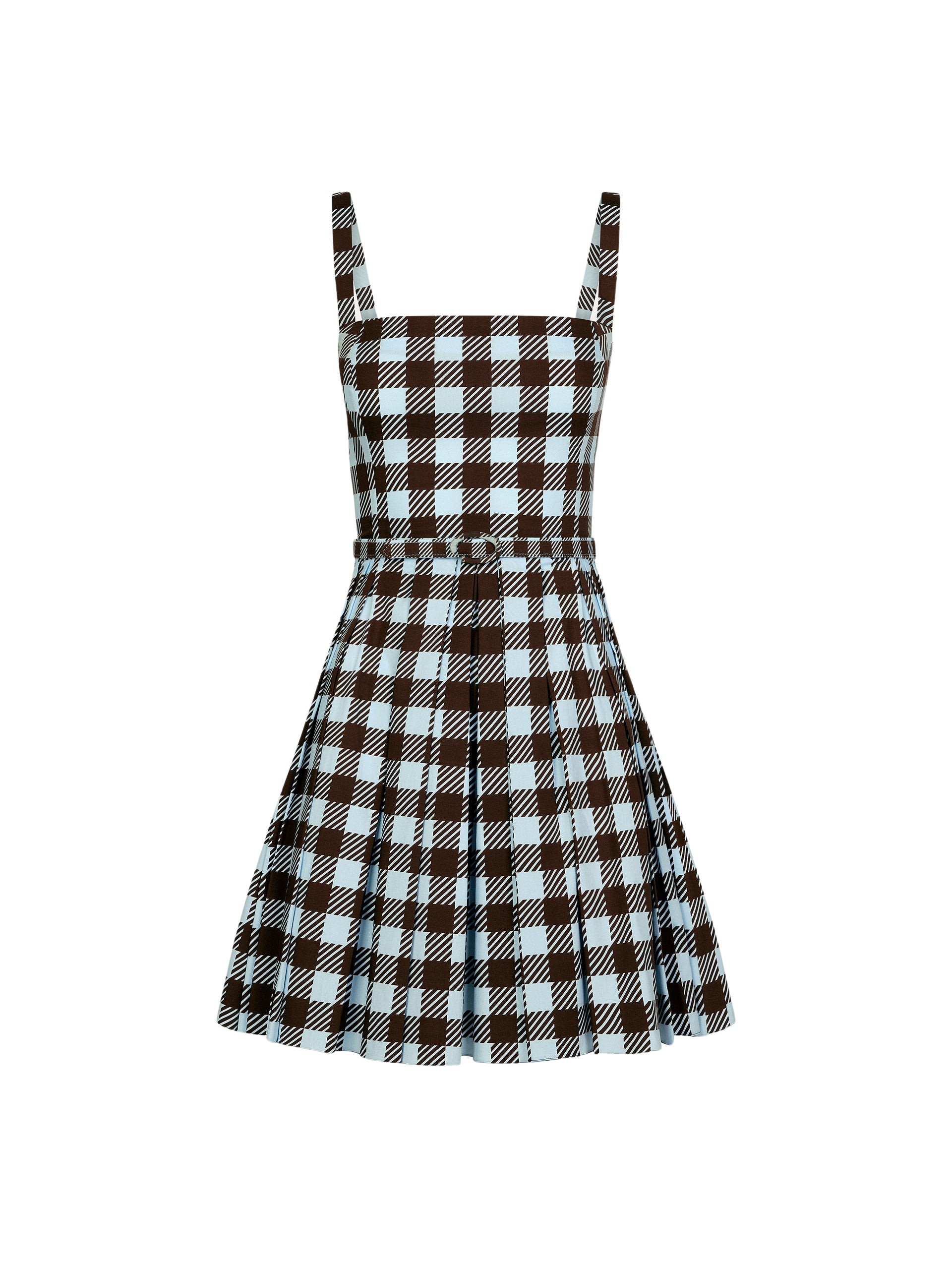 Oscar de la Renta Gingham Cotton Poplin Sleeveless Dress