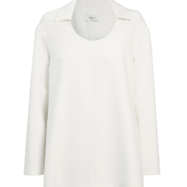 Safiyaa Giovanna Top in Ivory - Safiyaa Tops - Heavy Crepe Cape Gown - Shop at Coveti