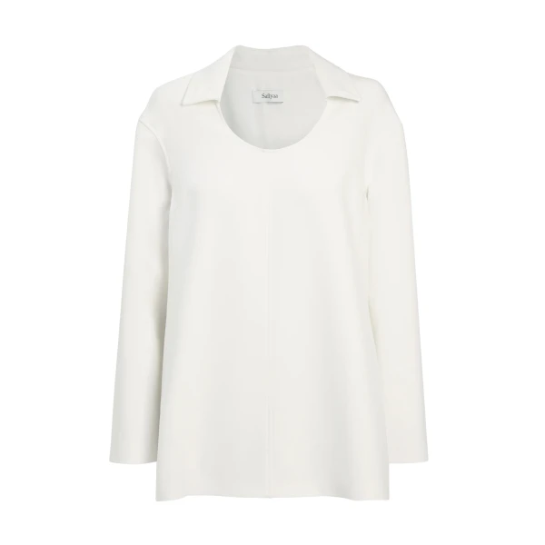 Safiyaa Giovanna Top in Ivory - Safiyaa Tops - Heavy Crepe Cape Gown - Shop at Coveti
