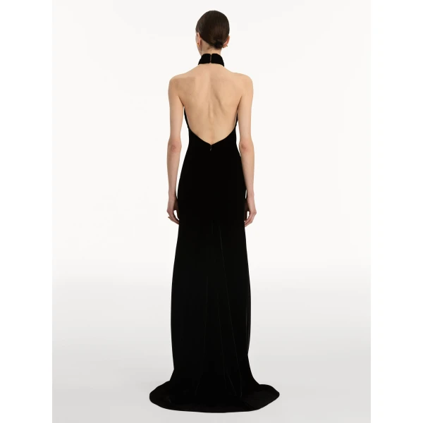 Oscar de la Renta Gold Leaf Embroidered Velvet Gown - Oscar de la Renta Dresses - American Couture - Shop at Coveti