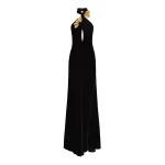 Oscar de la Renta Gold Leaf Embroidered Velvet Gown - Oscar de la Renta Dresses - American Couture - Shop at Coveti