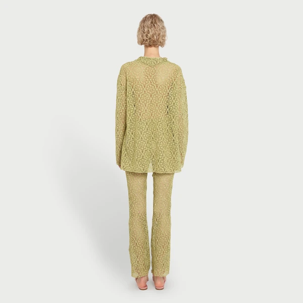 Giambattista Valli Green Filigree Macramé Blouse - Giambattista Valli Tops - Romantic Couture - Shop at Coveti
