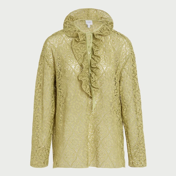 Giambattista Valli Green Filigree Macramé Blouse - Giambattista Valli Tops - Romantic Couture - Shop at Coveti