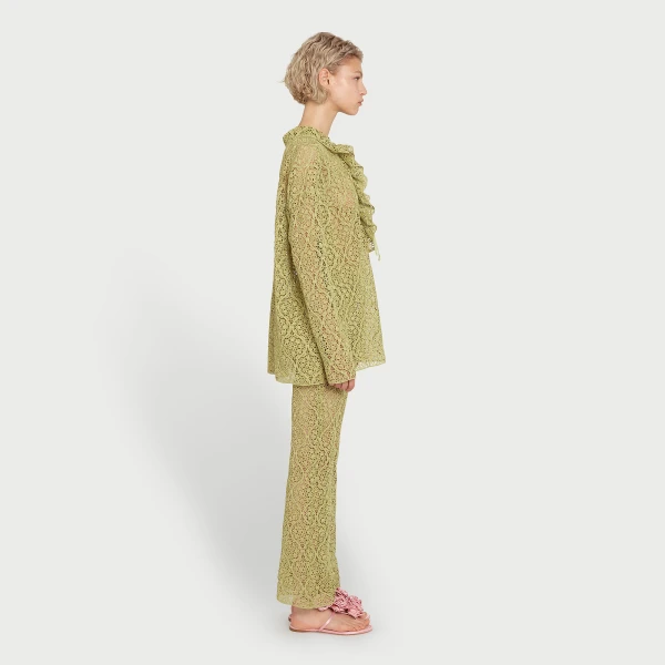 Giambattista Valli Green Filigree Macramé Blouse - Giambattista Valli Tops - Romantic Couture - Shop at Coveti