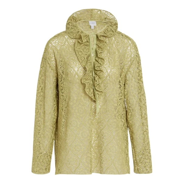 Giambattista Valli Green Filigree Macramé Blouse - Giambattista Valli Tops - Romantic Couture - Shop at Coveti