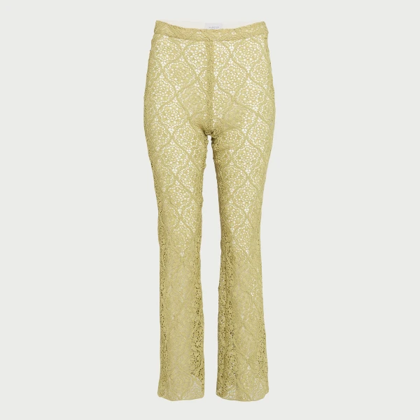 Giambattista Valli Green Filigree Macramé Flared Pants - Giambattista Valli Pants - Romantic Couture - Shop at Coveti