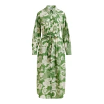 Essentiel Antwerp Green and cream cotton-blend floral-print shirt dress - Essentiel Antwerp Dresses - Colorful Belgian Design - Shop at Coveti