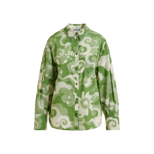 Essentiel Antwerp Green and cream floral-print oversized shirt - Essentiel Antwerp Shirts - Colorful Belgian Design - Shop at Coveti