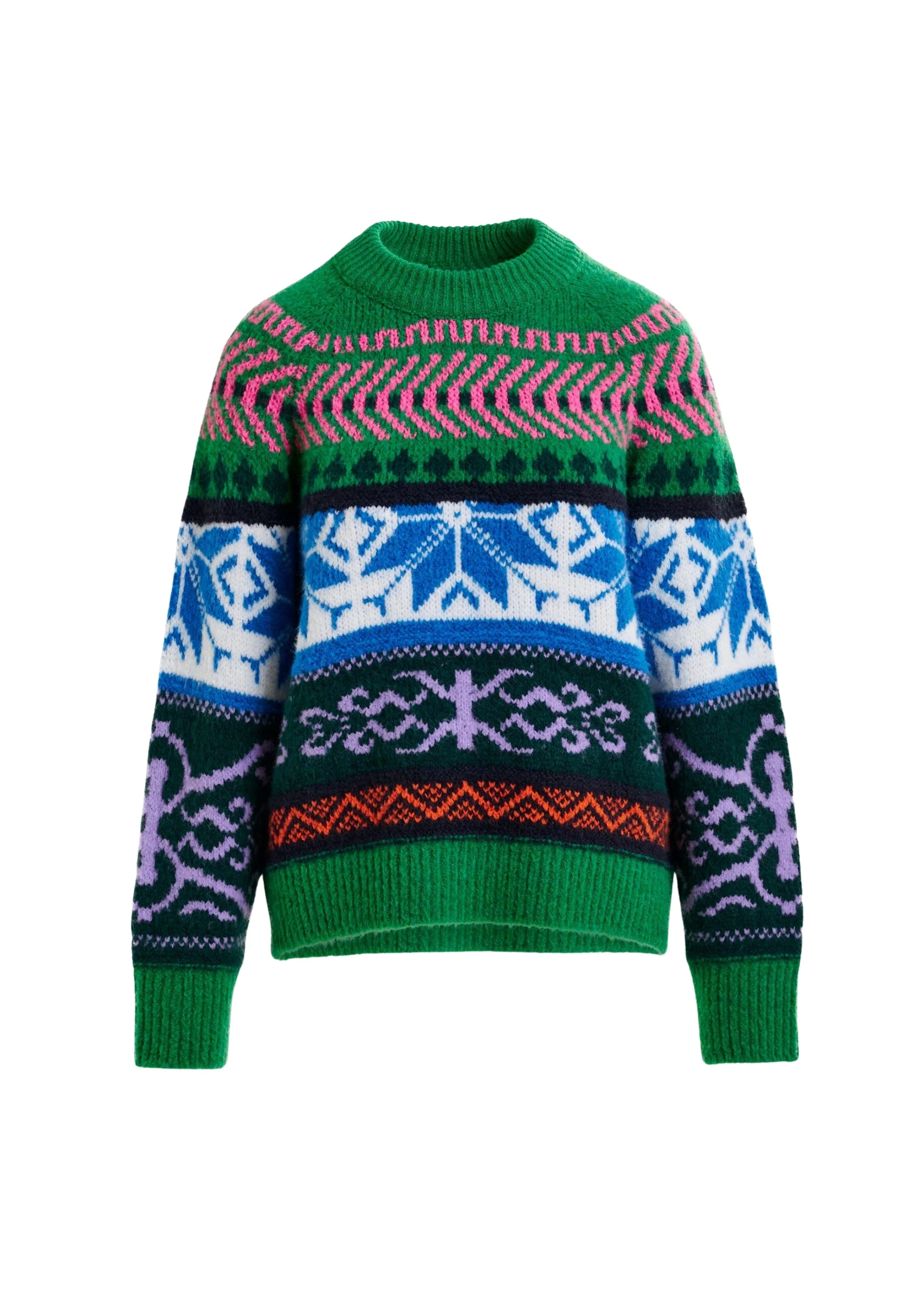 Green-and-multicolor-melange-knit-jacquard-sweater-Essentiel-Antwerp-Jackets-scaled33265_nobg Essentiel Antwerp Green and multicolor mélange knit jacquard sweater - Essentiel Antwerp Jackets - Colorful Belgian Design - Shop at Coveti
