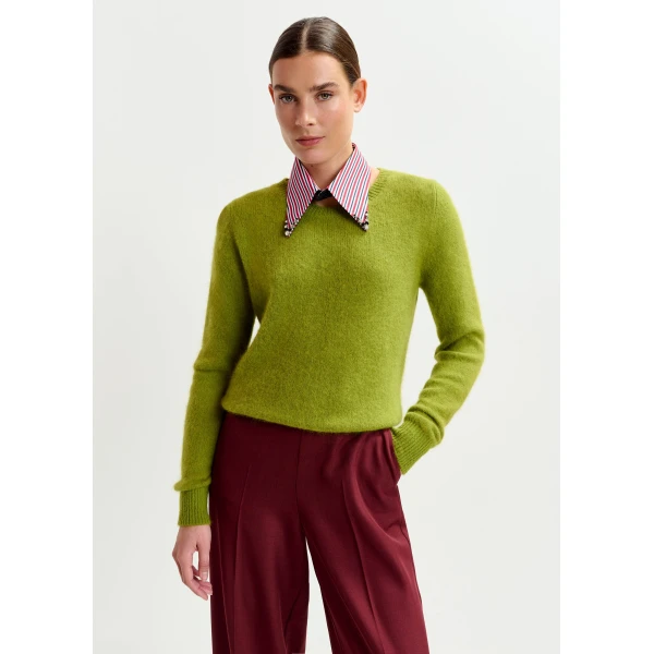 Essentiel Antwerp Green angora blend knit, view 2