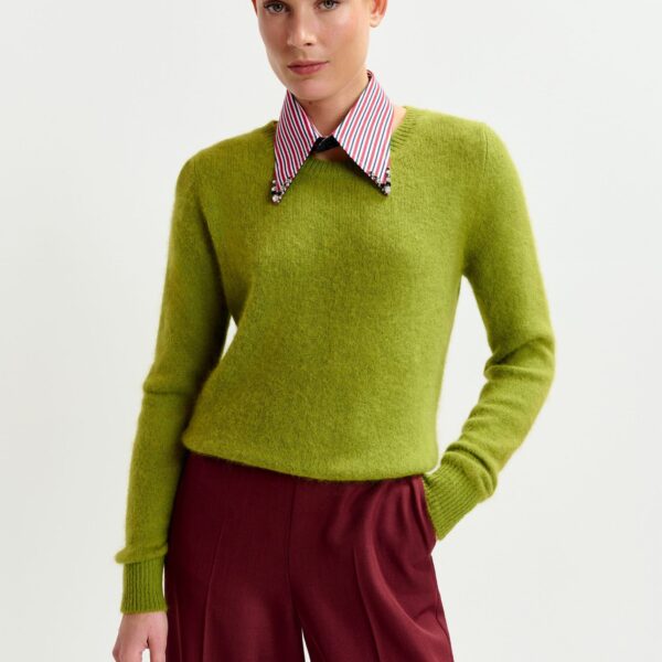 Essentiel Antwerp Green angora blend knit - Essentiel Antwerp Knitwear - Colorful Belgian Design - Shop at Coveti