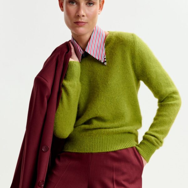 Essentiel Antwerp Green angora blend knit - Essentiel Antwerp Knitwear - Colorful Belgian Design - Shop at Coveti