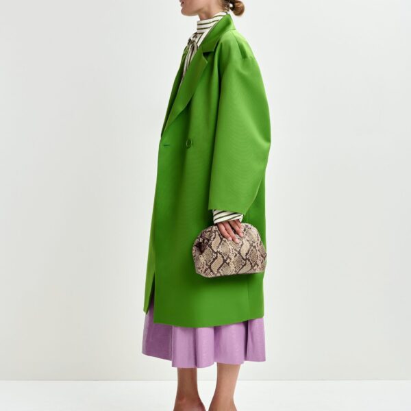 Essentiel Antwerp Green double-breasted coat - Essentiel Antwerp Coats - Colorful Belgian Design - Shop at Coveti