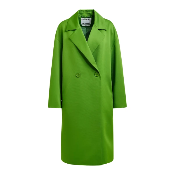 Essentiel Antwerp Green double-breasted coat - Essentiel Antwerp Coats - Colorful Belgian Design - Shop at Coveti