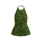 Essentiel Antwerp Green floral lace halter peplum top - Essentiel Antwerp Tops - Colorful Belgian Design - Shop at Coveti