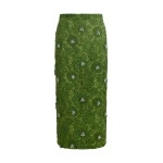 Essentiel Antwerp Green floral lace pencil skirt with rhinestone embellishments - Essentiel Antwerp Skirts - Colorful Belgian Design - Shop at Coveti