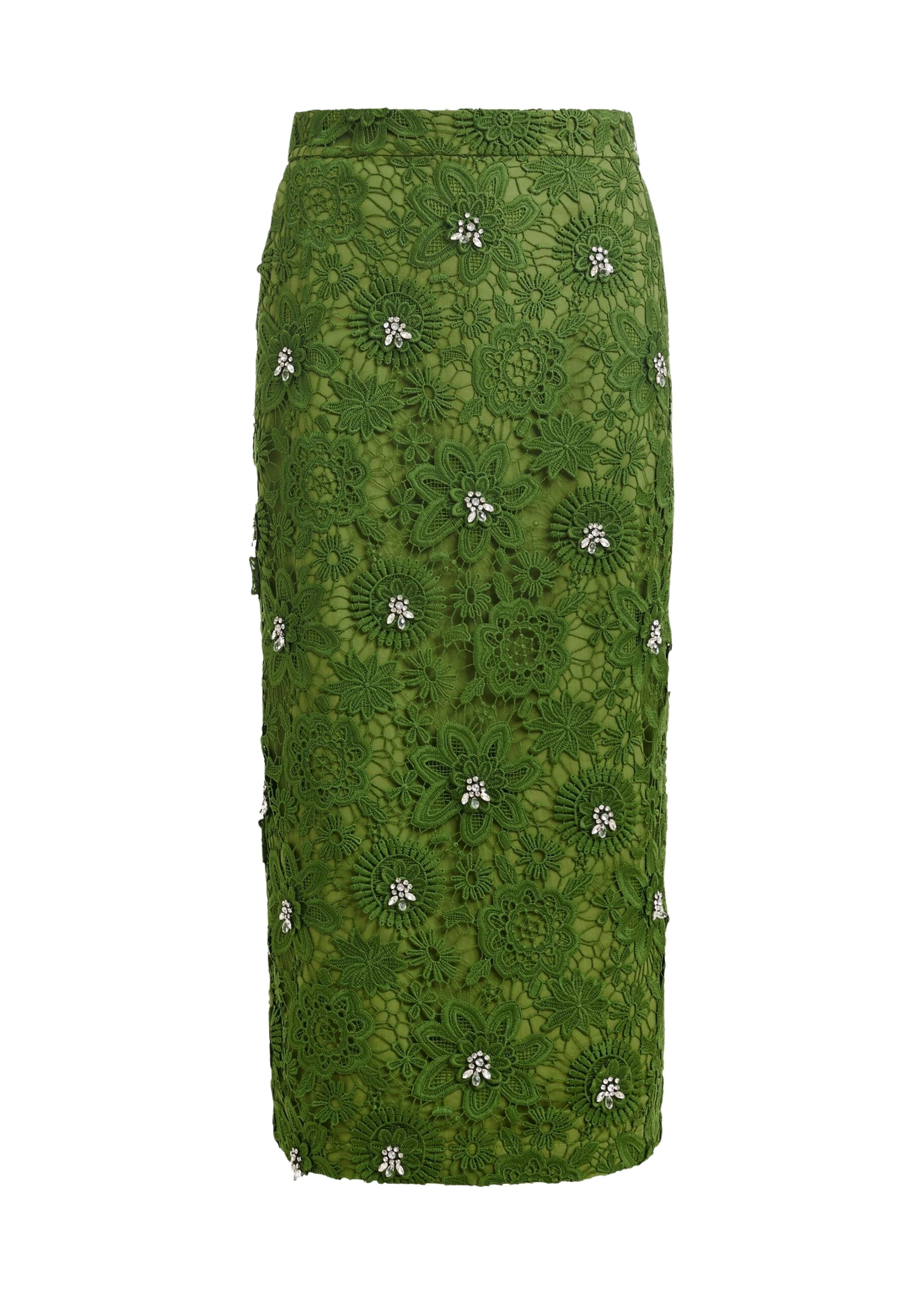 Green-floral-lace-pencil-skirt-with-rhinestone-embellishments-Essentiel-Antwerp-Skirts-scaled11400_nobg Essentiel Antwerp Green floral lace pencil skirt with rhinestone embellishments - Essentiel Antwerp Skirts - Colorful Belgian Design - Shop at Coveti