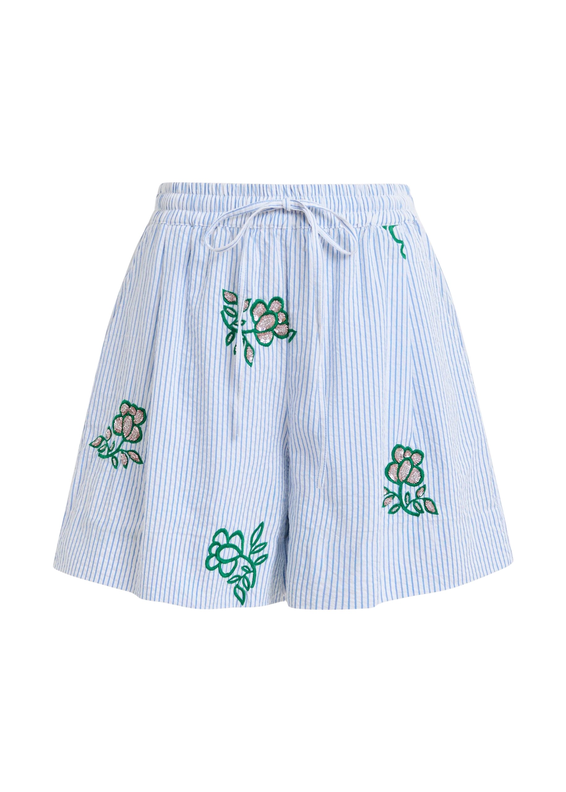 Essentiel Antwerp Green knit T-shirt with light blue contrasting trim - Essentiel Antwerp Shirts - Colorful Belgian Design - Shop at Coveti