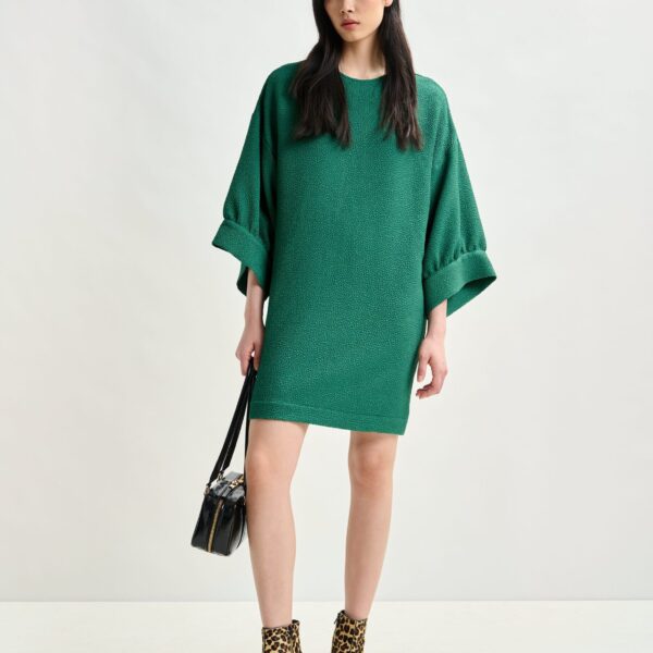 Essentiel Antwerp Green mini dress with wide sleeves - Essentiel Antwerp Dresses - Colorful Belgian Design - Shop at Coveti