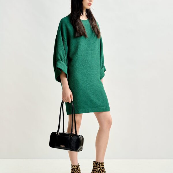 Essentiel Antwerp Green mini dress with wide sleeves - Essentiel Antwerp Dresses - Colorful Belgian Design - Shop at Coveti