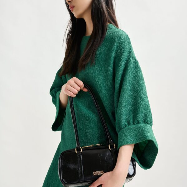 Essentiel Antwerp Green mini dress with wide sleeves - Essentiel Antwerp Dresses - Colorful Belgian Design - Shop at Coveti