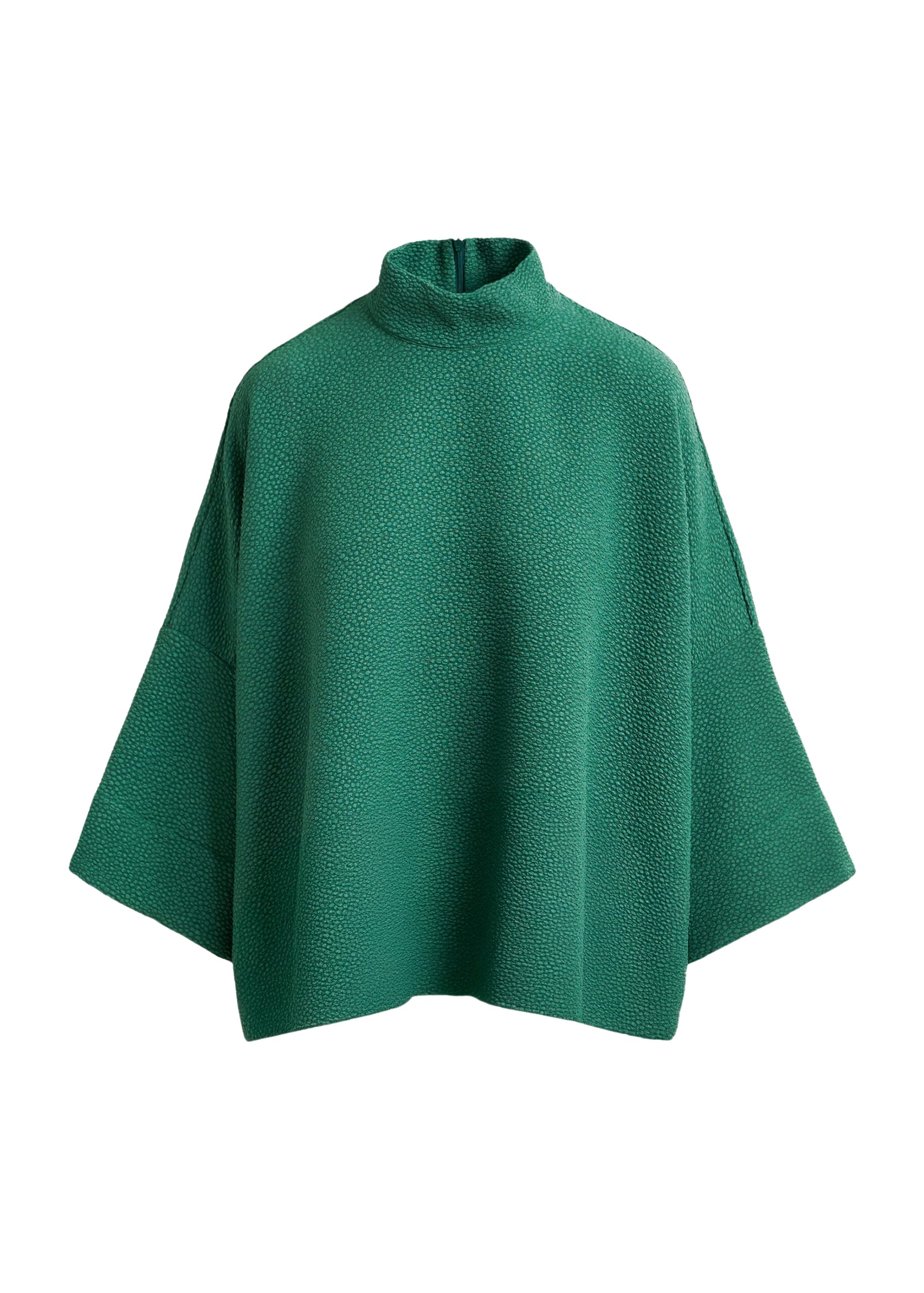 Essentiel Antwerp Green oversized top with stand-up collar - Essentiel Antwerp Tops - Colorful Belgian Design - Shop at Coveti