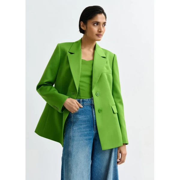 Essentiel Antwerp Green single-breasted blazer, view 3
