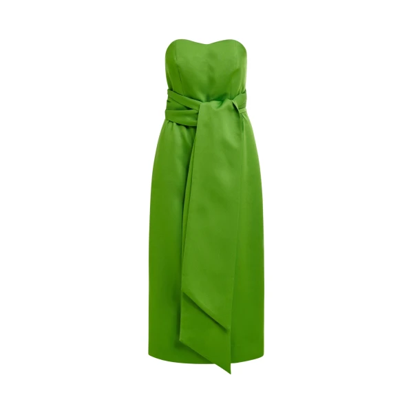 Essentiel Antwerp Green strapless midi dress with wrap-belt - Essentiel Antwerp Dresses - Colorful Belgian Design - Shop at Coveti