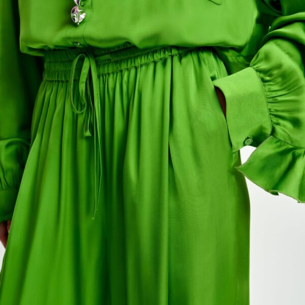 Essentiel Antwerp Green wide-leg pants - Essentiel Antwerp Pants - Colorful Belgian Design - Shop at Coveti