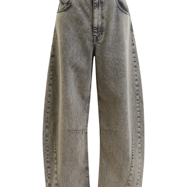 Essentiel Antwerp Grey and beige overdyed organic cotton barrel-leg jeans - Essentiel Antwerp Pants - Colorful Belgian Design - Shop at Coveti