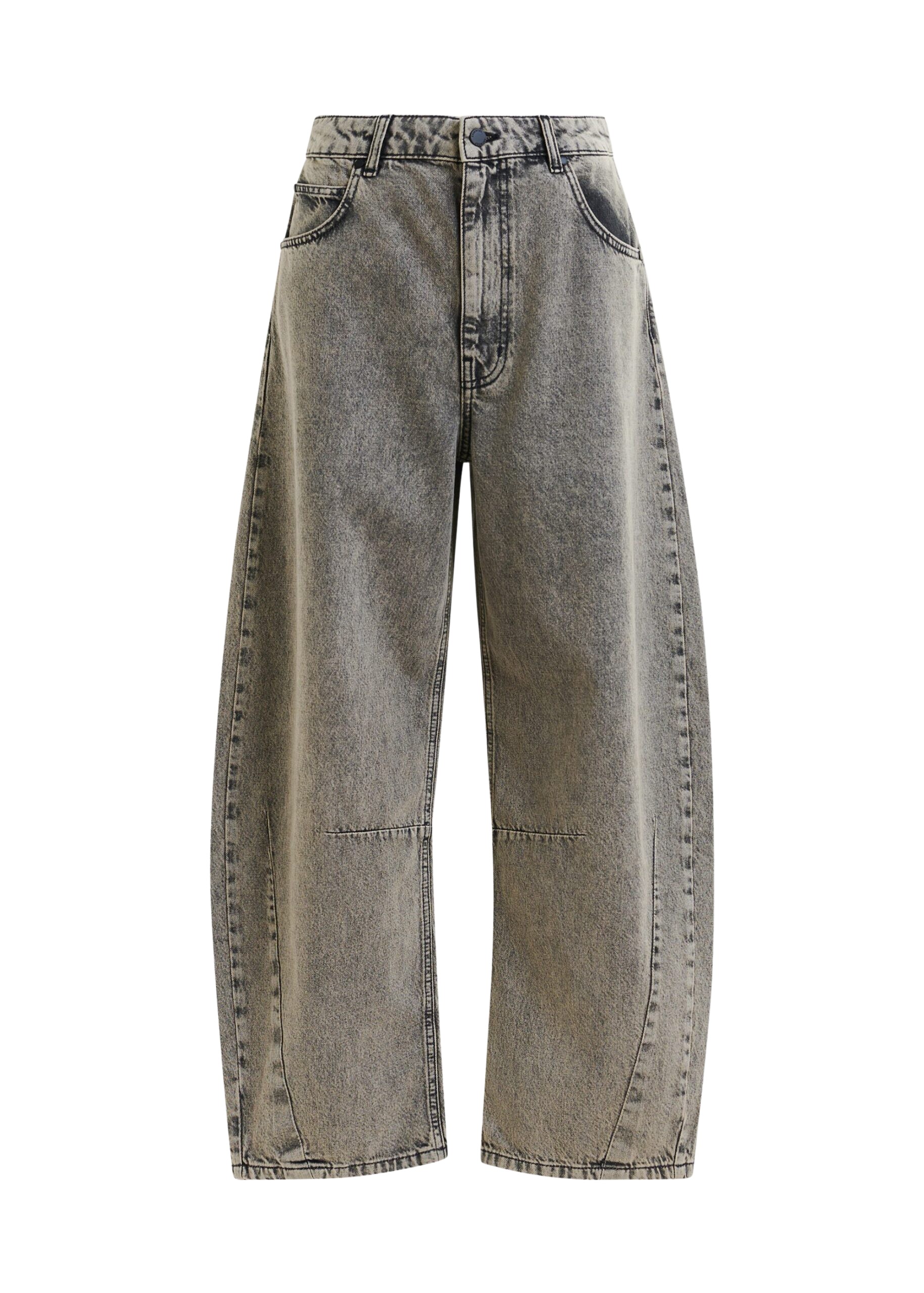 Essentiel Antwerp Grey and beige overdyed organic cotton barrel-leg jeans