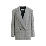 Essentiel Antwerp Grey and black double-breasted blazer with underarm zip detail - Essentiel Antwerp Jackets - Colorful Belgian Design - Shop at Coveti