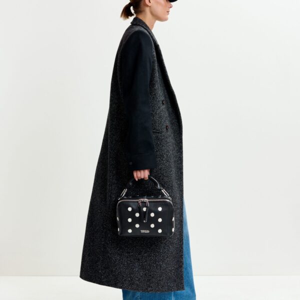 Essentiel Antwerp Grey and black double-breasted coat with constrast sleeves - Essentiel Antwerp Coats - Colorful Belgian Design - Shop at Coveti