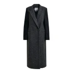 Essentiel Antwerp Grey and black double-breasted coat with constrast sleeves - Essentiel Antwerp Coats - Colorful Belgian Design - Shop at Coveti