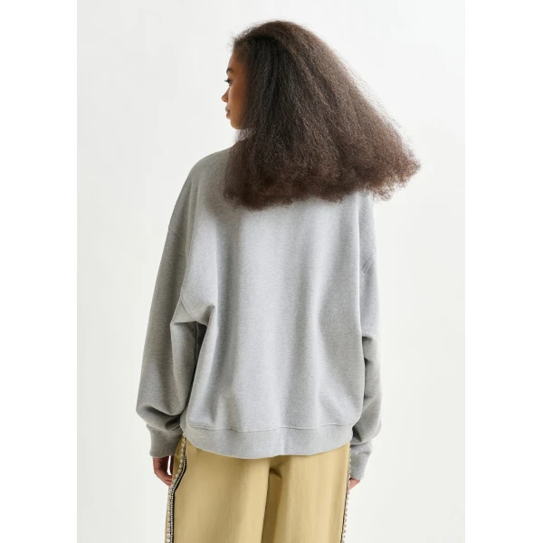 Essentiel Antwerp Grey, black and orange cotton sweatshirt with sequin and bead embellishments Top, view 4