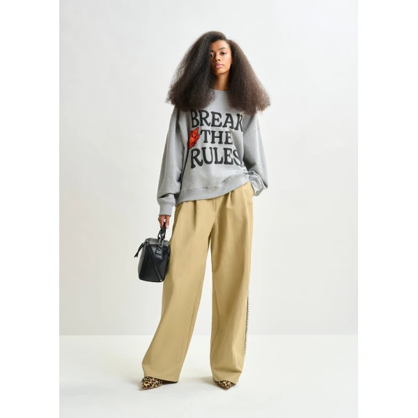 Essentiel Antwerp Grey, black and orange cotton sweatshirt with sequin and bead embellishments Top, view 5