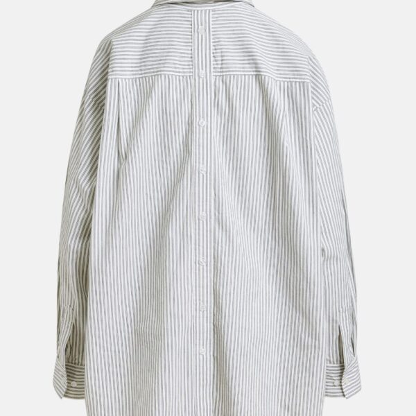 white and green striped cotton shirt with 'e' embroidery - Essentiel Antwerp Shirts - Colorful Belgian Design - Shop at Coveti