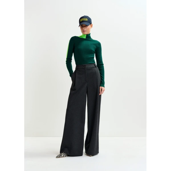 Essentiel Antwerp Grey wide-leg pants with inverted pleat detail, view 2
