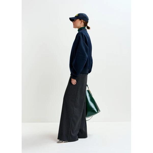 Essentiel Antwerp Grey wide-leg pants with inverted pleat detail, view 4