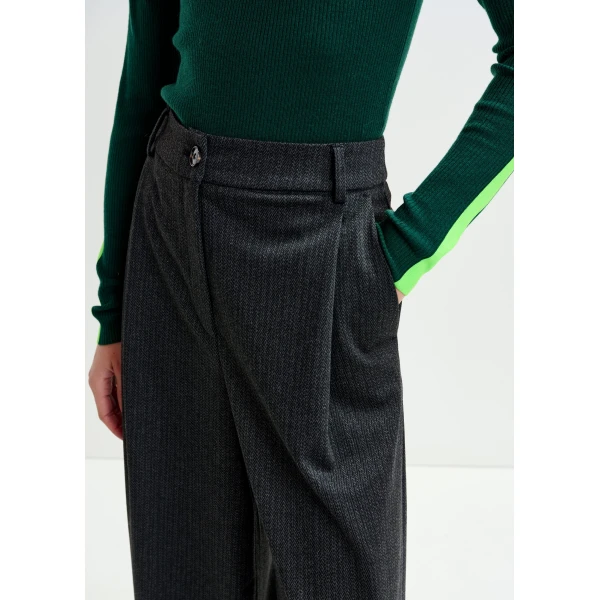 Essentiel Antwerp Grey wide-leg pants with inverted pleat detail, view 5