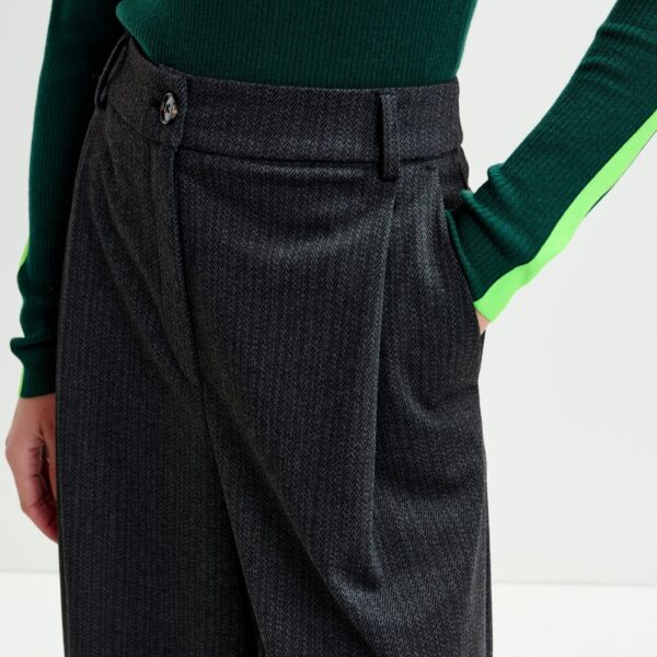 Essentiel Antwerp Grey wide-leg pants with inverted pleat detail - Essentiel Antwerp Pants - Colorful Belgian Design - Shop at Coveti