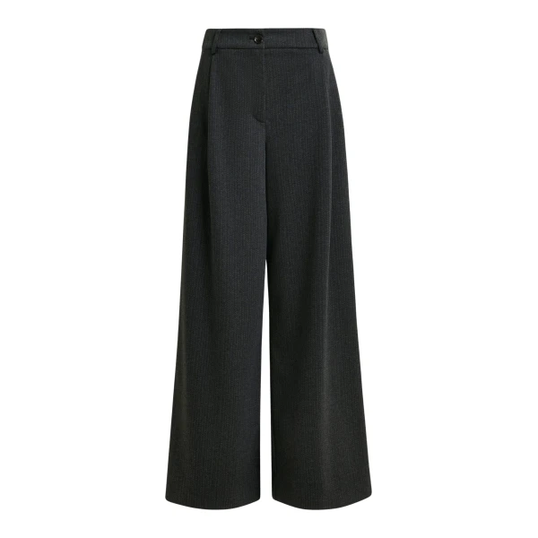 Essentiel Antwerp Grey wide-leg pants with inverted pleat detail - Essentiel Antwerp Pants - Colorful Belgian Design - Shop at Coveti