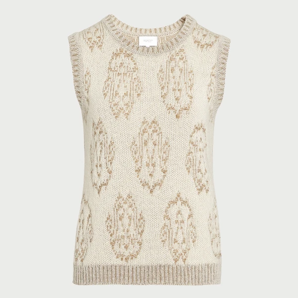 Giambattista Valli Ivory And Gold Ikat Wool Top - Giambattista Valli Tops - Romantic Couture - Shop at Coveti